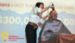 Children's Miracle Network Hospitals president and CEO gets head shaved after organization exceeds goal and raises more than $300 million in 2012 for 170 children's hospitals.